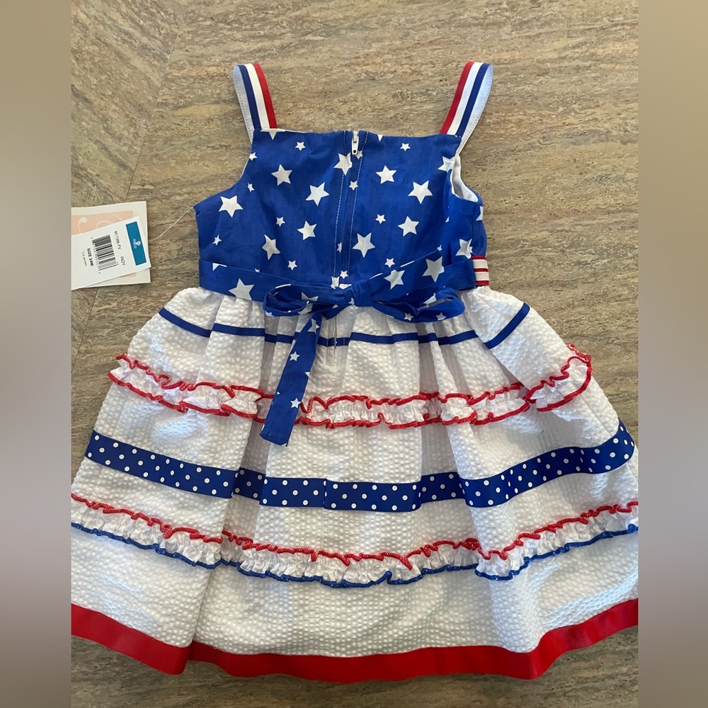 🇱🇷Bonnie Baby Red, White & Blue Tiered Ruffled Sundress 24 months - Picture 6 of 6